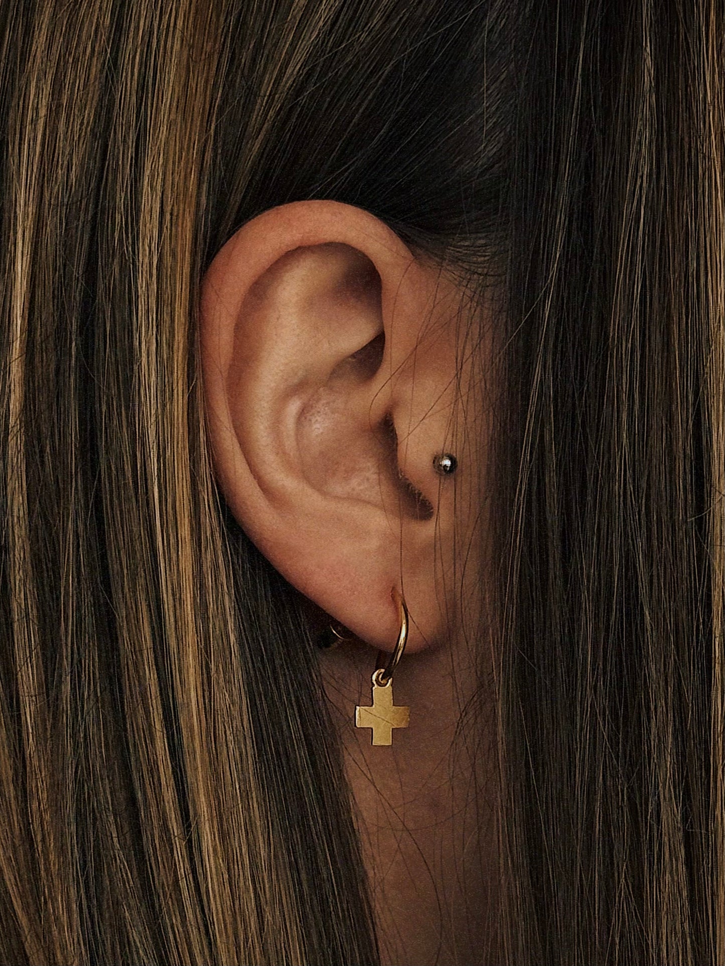Boucles d'oreilles créoles croix